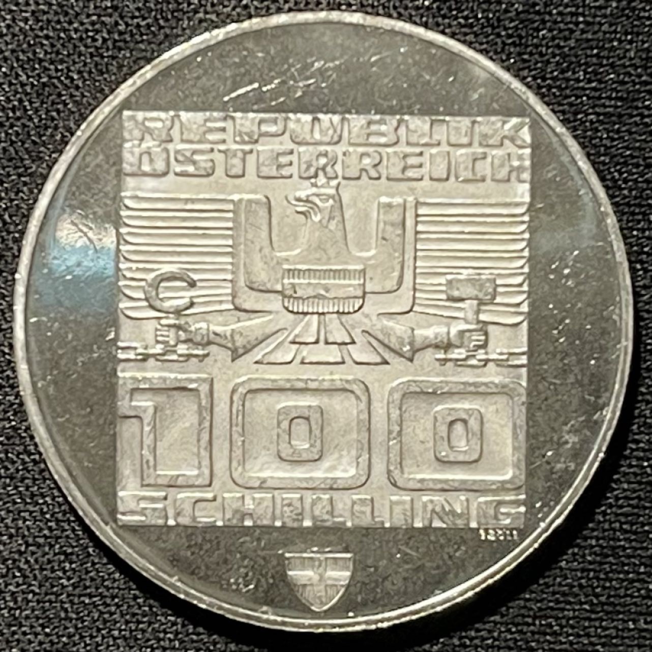 紫瑗钱币——第251期拍卖 奥地利 1976年 因斯布鲁克冬奥运 主会场 100先令 24克 0.64银 精制