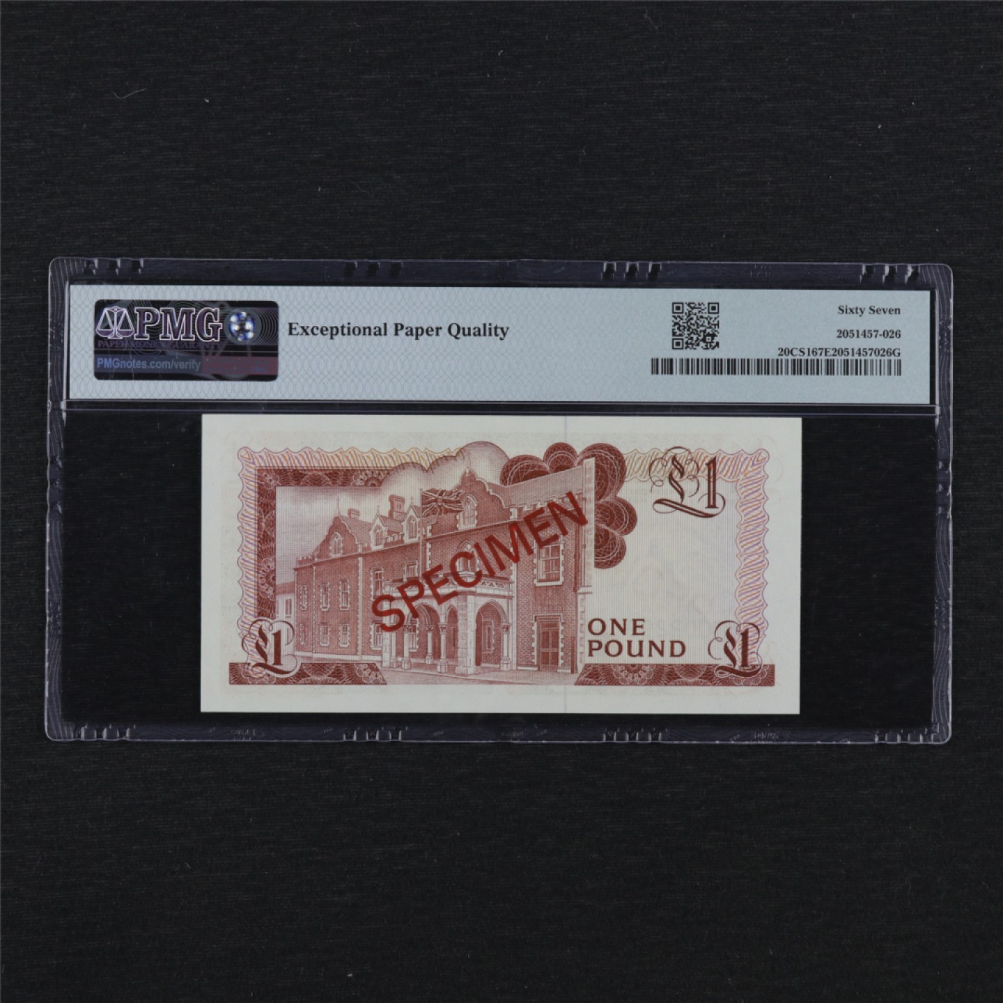 【亘邦集藏】148期拍卖 1975年 直布罗陀1镑 票样 PMG 67EPQ 002299/2051457-026