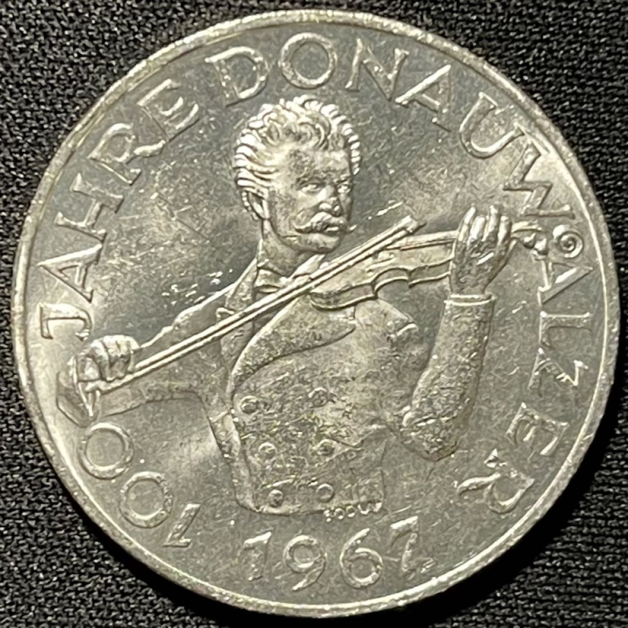 紫瑗钱币——第251期拍卖 奥地利 1967年 音乐家 约翰·斯特劳斯 诞辰100周年 50先令 20克 0.9银 UNC