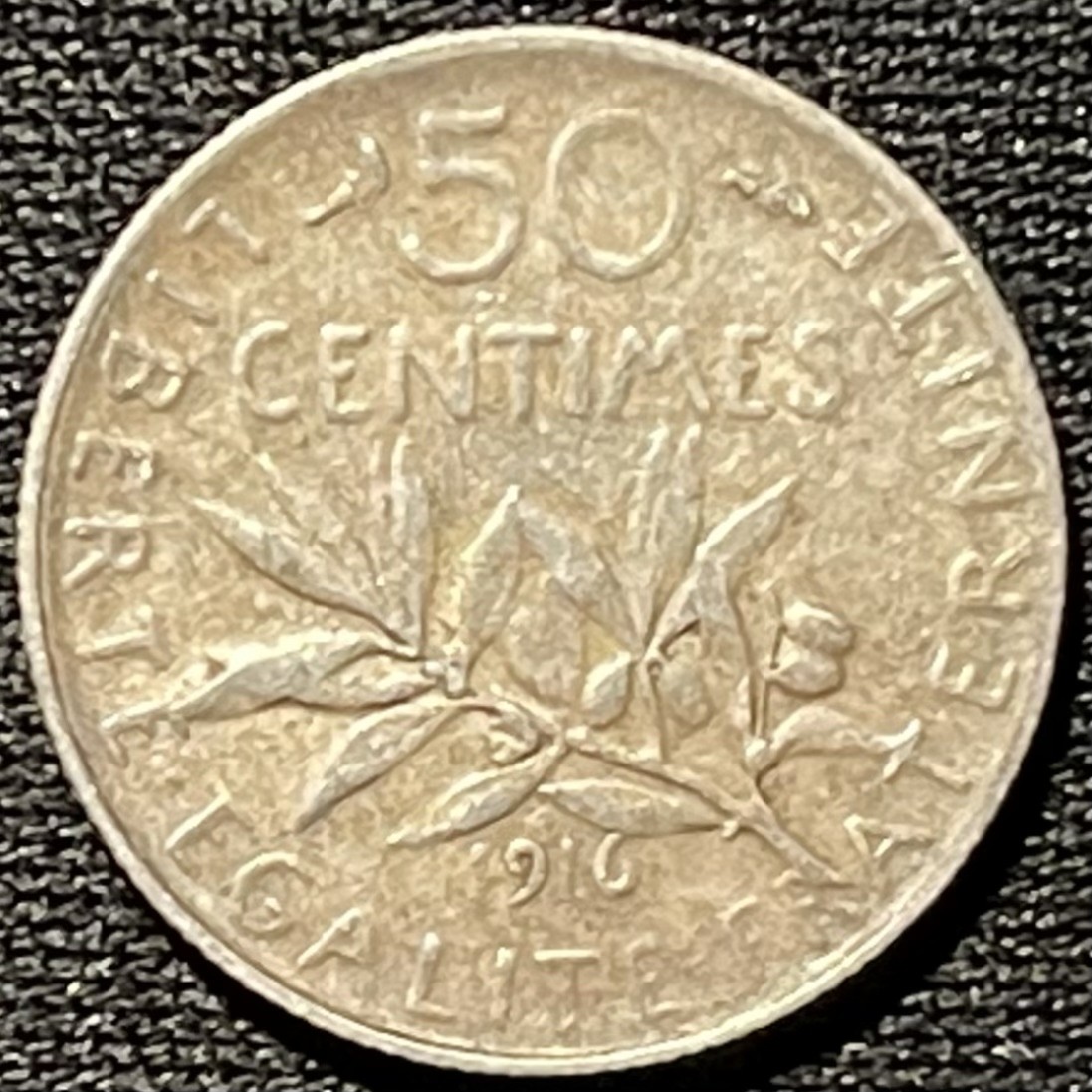 紫瑗钱币——第261期拍卖 法国 1916年 播种女神 50分 2.5克 0.835银