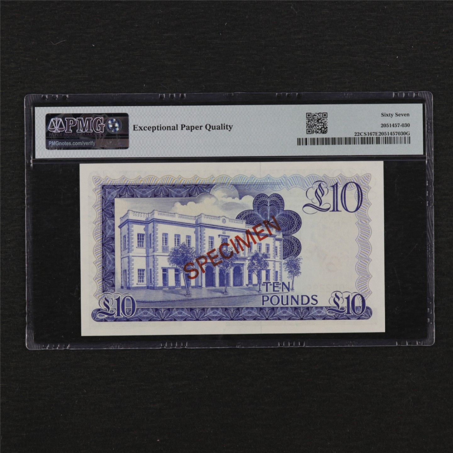【亘邦集藏】148期拍卖 1975年 直布罗陀10镑 票样 PMG 67EPQ 002299/2051457-030