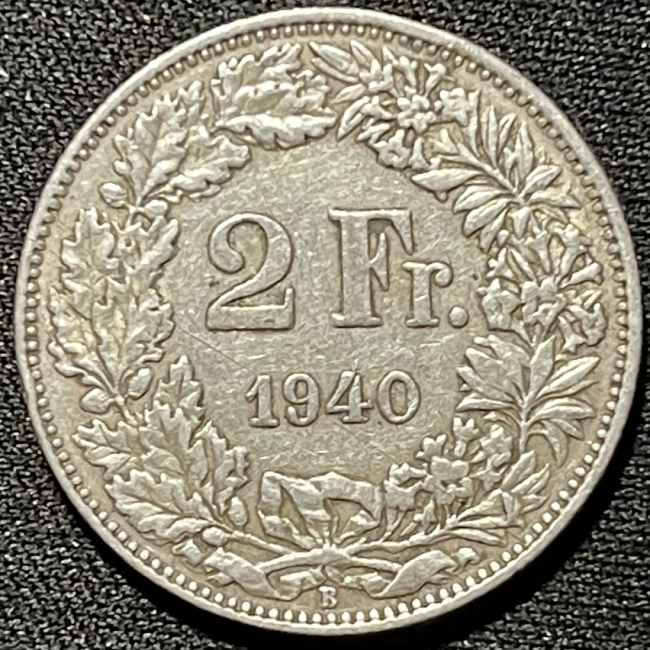 紫瑗钱币——第251期拍卖 瑞士 1940年 赫尔维蒂女神 2法郎 10克 0.835银