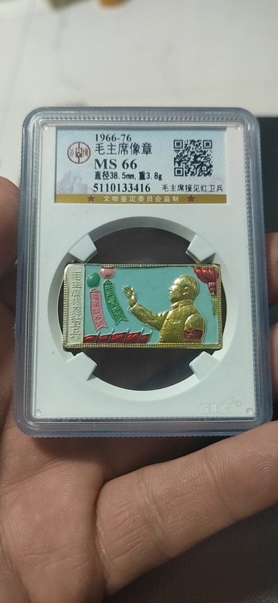 公博评级毛主席像章 -  公博评级毛主席像章—毛泽东接见红卫兵，接见系列套章之一，手工彩章，存世量较稀少！