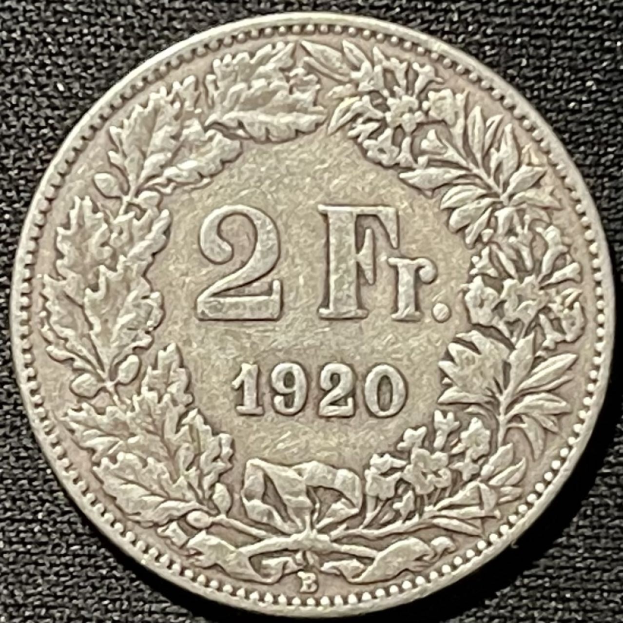 紫瑗钱币——第261期拍卖 瑞士 1920年 赫尔维蒂女神 2法郎 10克 0.835银