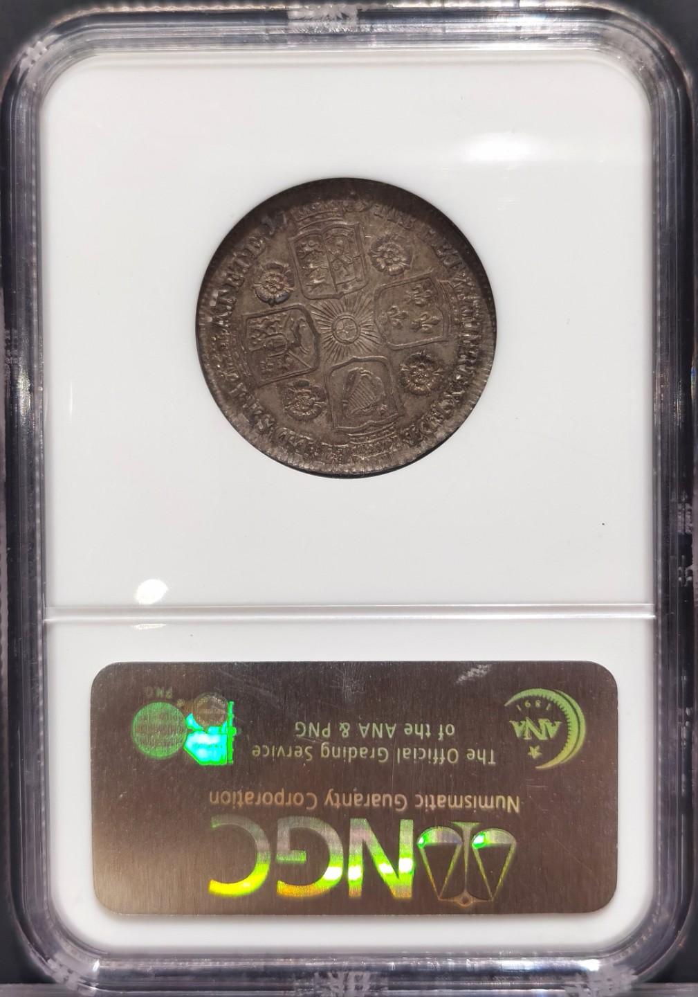 兔年首拍——博洋堂世界钱币拍卖第014期（全场包邮） NGC MS63 1739年英国乔治二世玫瑰1先令 稀少 人像面满包浆 背边缘可见底板镜面效果 爱不释手的一枚