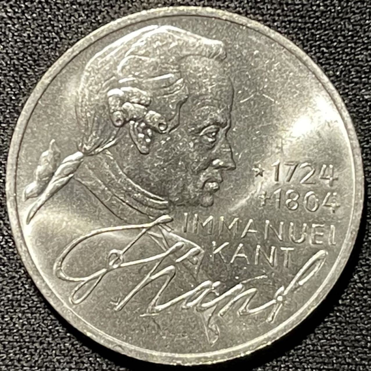 紫瑗钱币——第251期拍卖 联邦德国 1974年 D厂 康德诞辰250周年 5马克 11.2克 0.625银 UNC