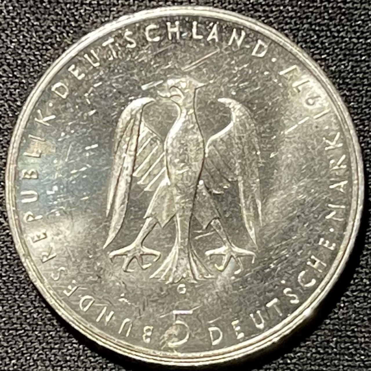 紫瑗钱币——第251期拍卖 联邦德国 1977年 G厂 克莱斯特诞辰100周年 5马克 11.2克 0.625银 UNC