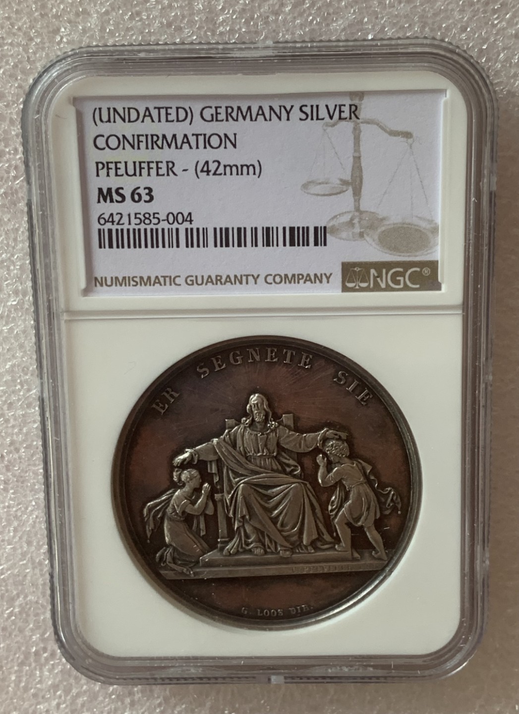 瓶子🏺第77期拍卖会 德国19世纪早期LOOS大师系列宗教洗礼银章MS63