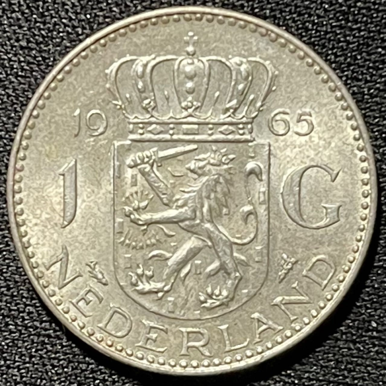 紫瑗钱币——第324期拍卖 荷兰 1965年 朱丽安娜 1盾 6.5克 0.72银 UNC