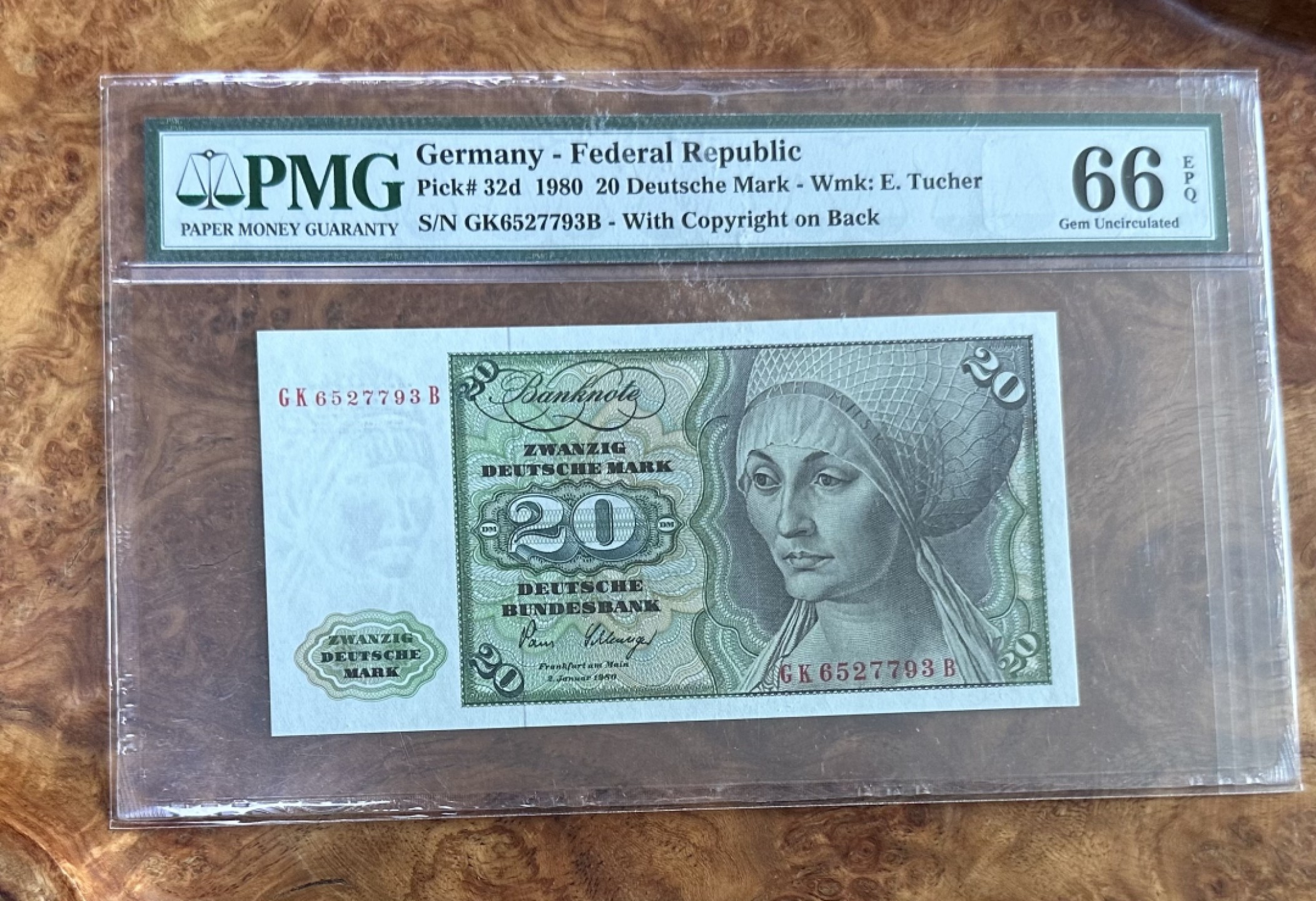 Chase Auction 第16期 - - 外钞、民国钞和一版人民币混合场！ 1980年德国20马克，PMG66！
