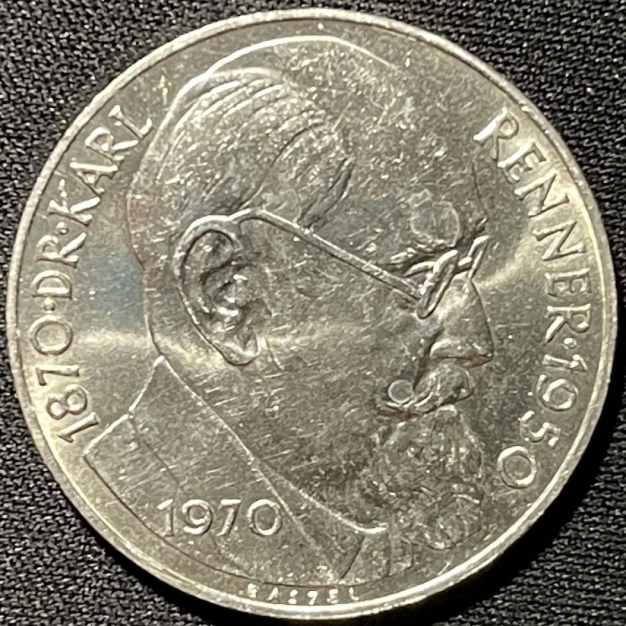 紫瑗钱币——第264期拍卖 奥地利 1970年 总统卡尔蕾纳 诞辰100周年  50先令 20克 0.9银 UNC