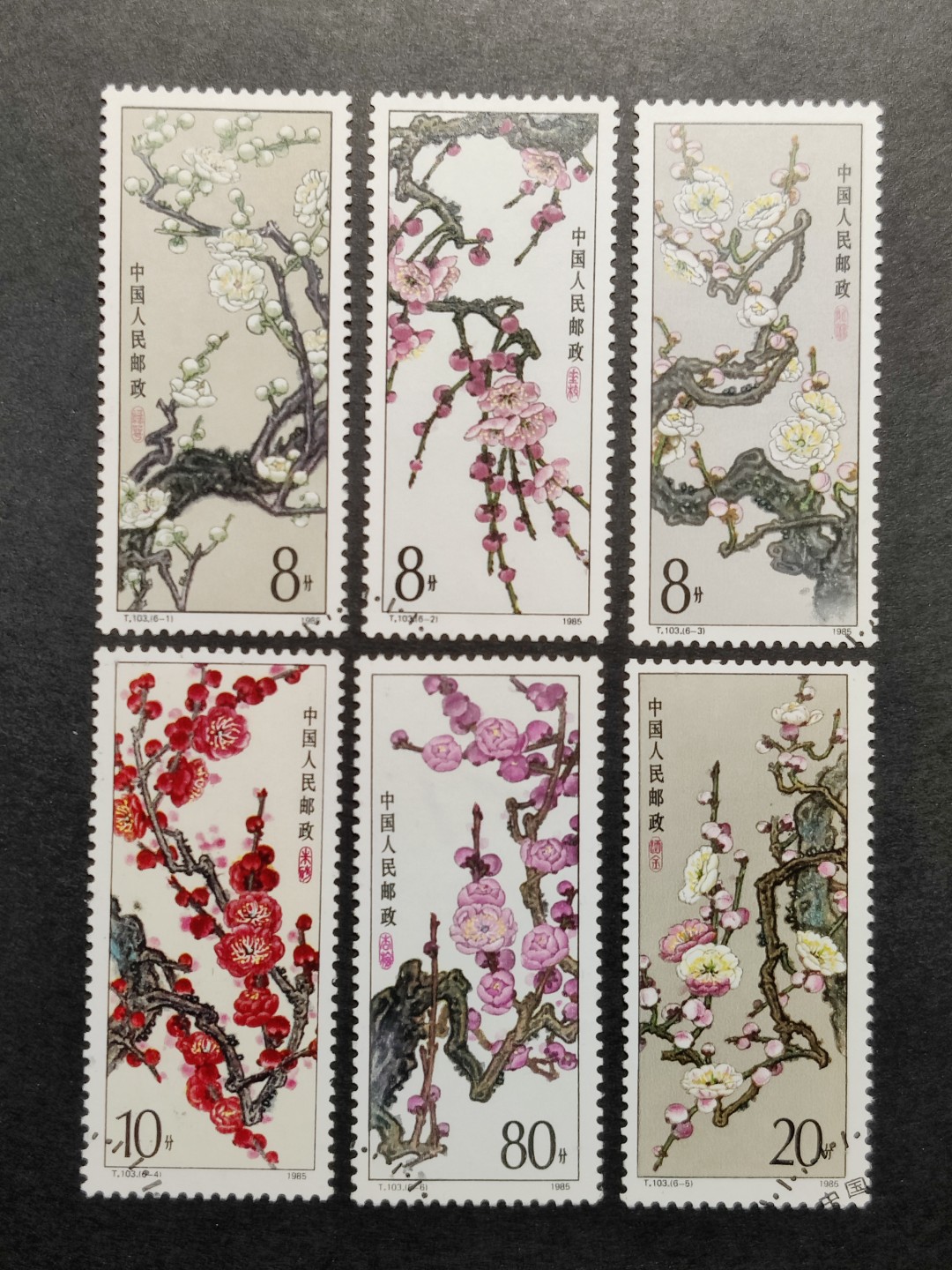 洪涛臻品批发群  精选邮票限时拍卖第一百六十三期 T103梅花 全套盖销无胶 【JT票盖销票很少,买到全靠运气】