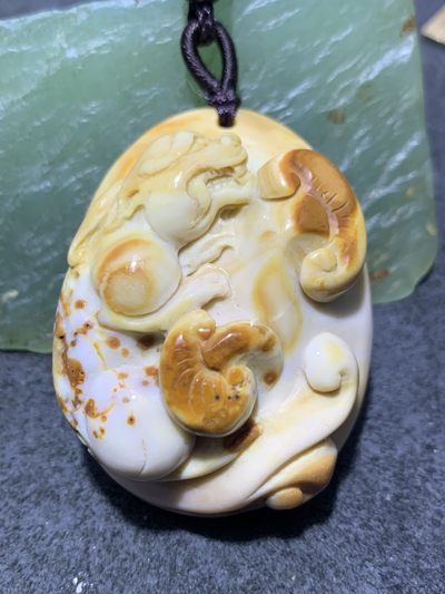 精美戈壁彩玉雕刻如意貔貅吊坠一个！ - 精美戈壁彩玉雕刻如意貔貅吊坠一个！