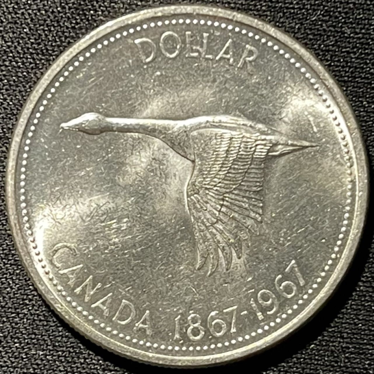 紫瑗钱币——第264期拍卖 加拿大 1967年 伊丽莎白二世 建国百年 大雁 1元 23.5克 0.8银 UNC