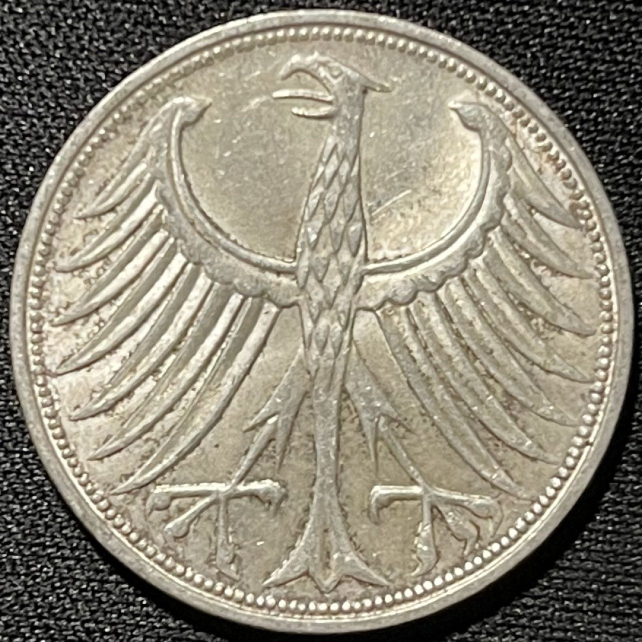 紫瑗钱币——第264期拍卖  联邦德国 1966年 F厂 流通 5马克 11.2 0.625银 UNC