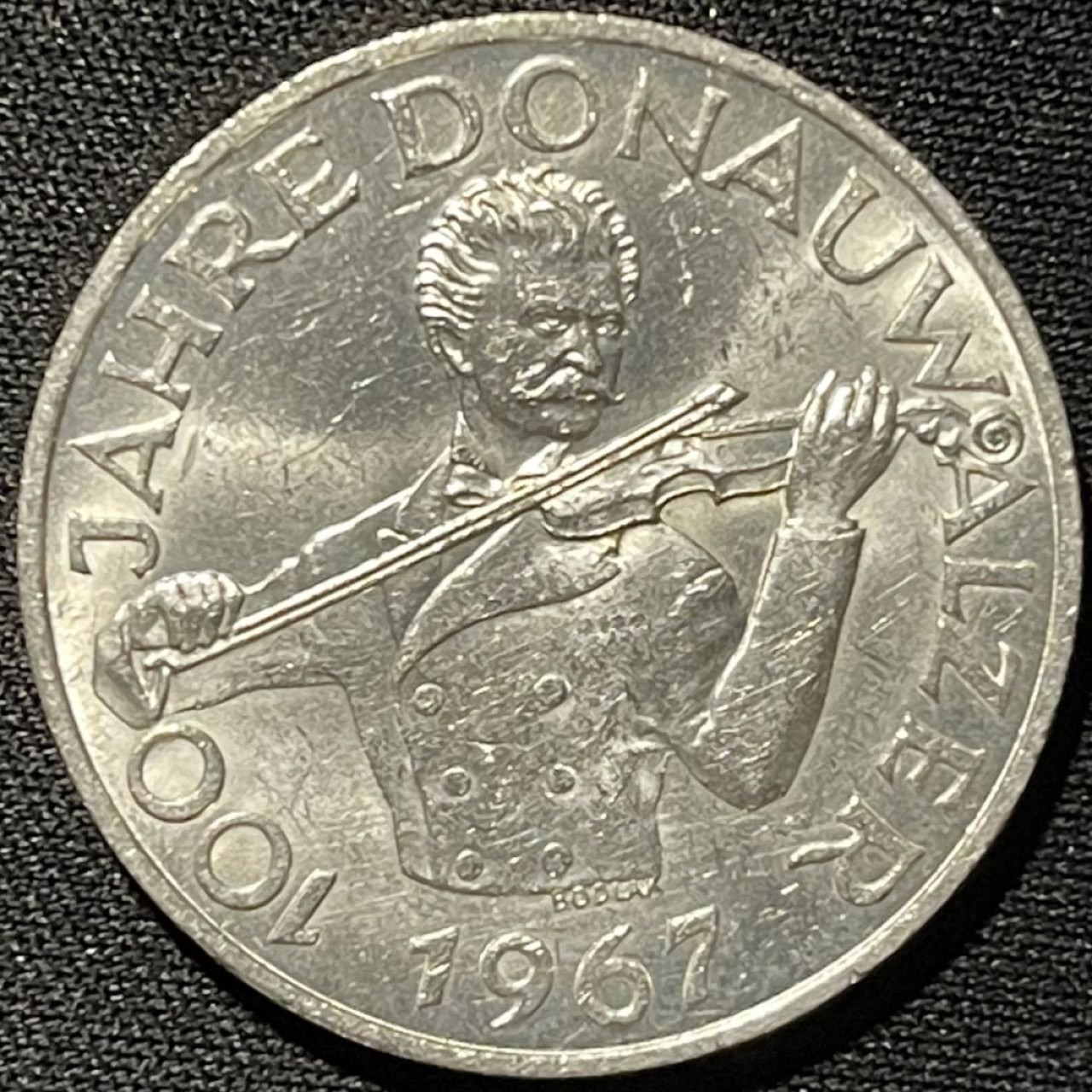 紫瑗钱币——第264期拍卖 奥地利 1967年 音乐家 约翰·斯特劳斯 诞辰100周年 50先令 20克 0.9银 UNC