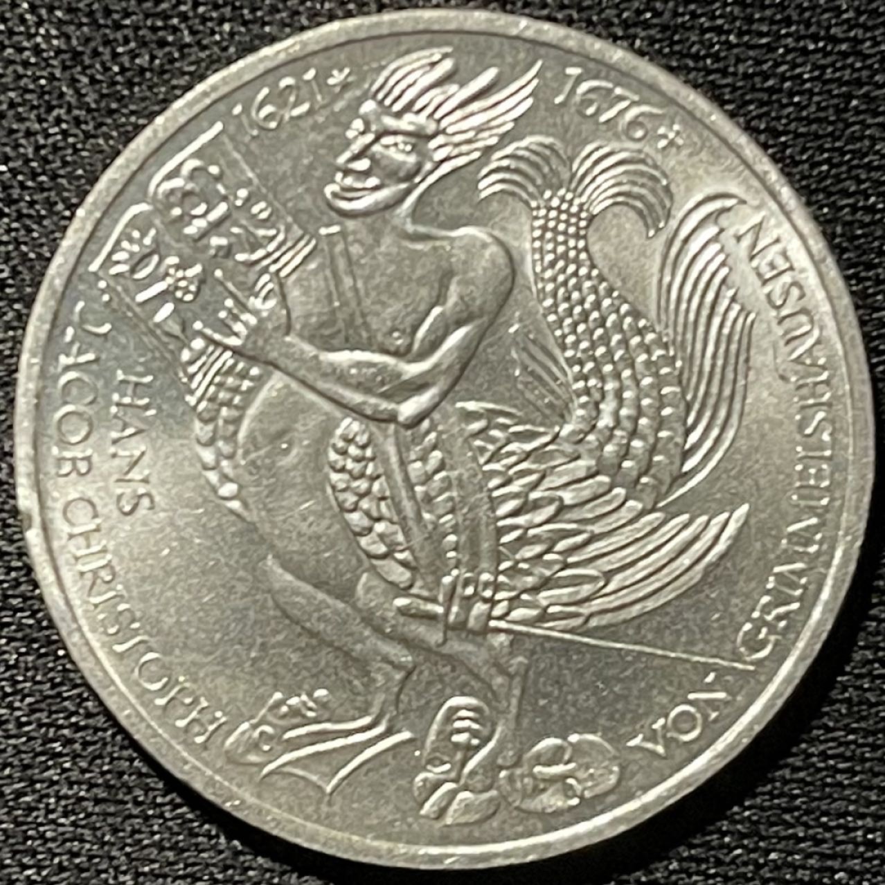 紫瑗钱币——第264期拍卖 联邦德国 1976年 D厂 格里姆·肖森逝世300周年 5马克 11.2克 0.625银 UNC