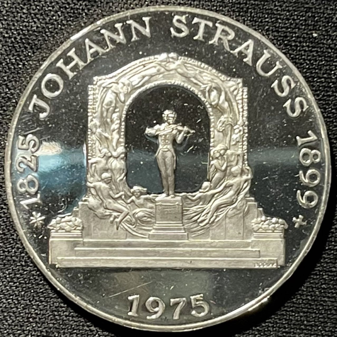 紫瑗钱币——第264期拍卖 奥地利 1975年 约翰 斯特劳斯150周年 100先令 24克 0.64银 精制