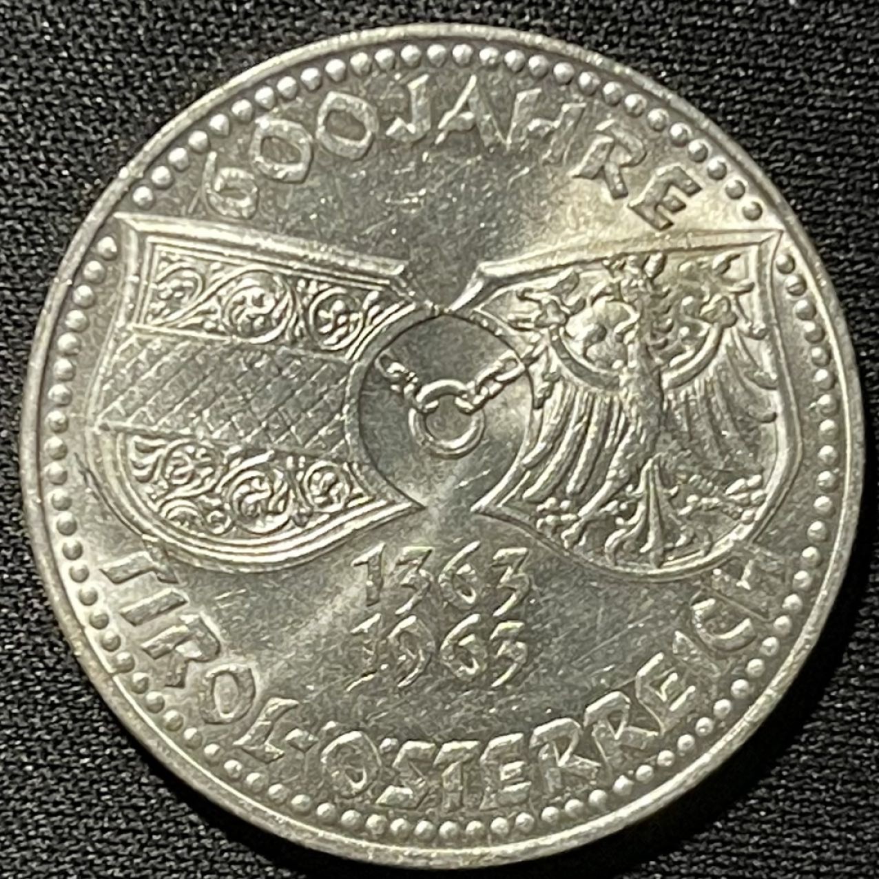 紫瑗钱币——第264期拍卖 奥地利 1963年 蒂罗尔联邦600周年 50先令 20克 0.9银 UNC