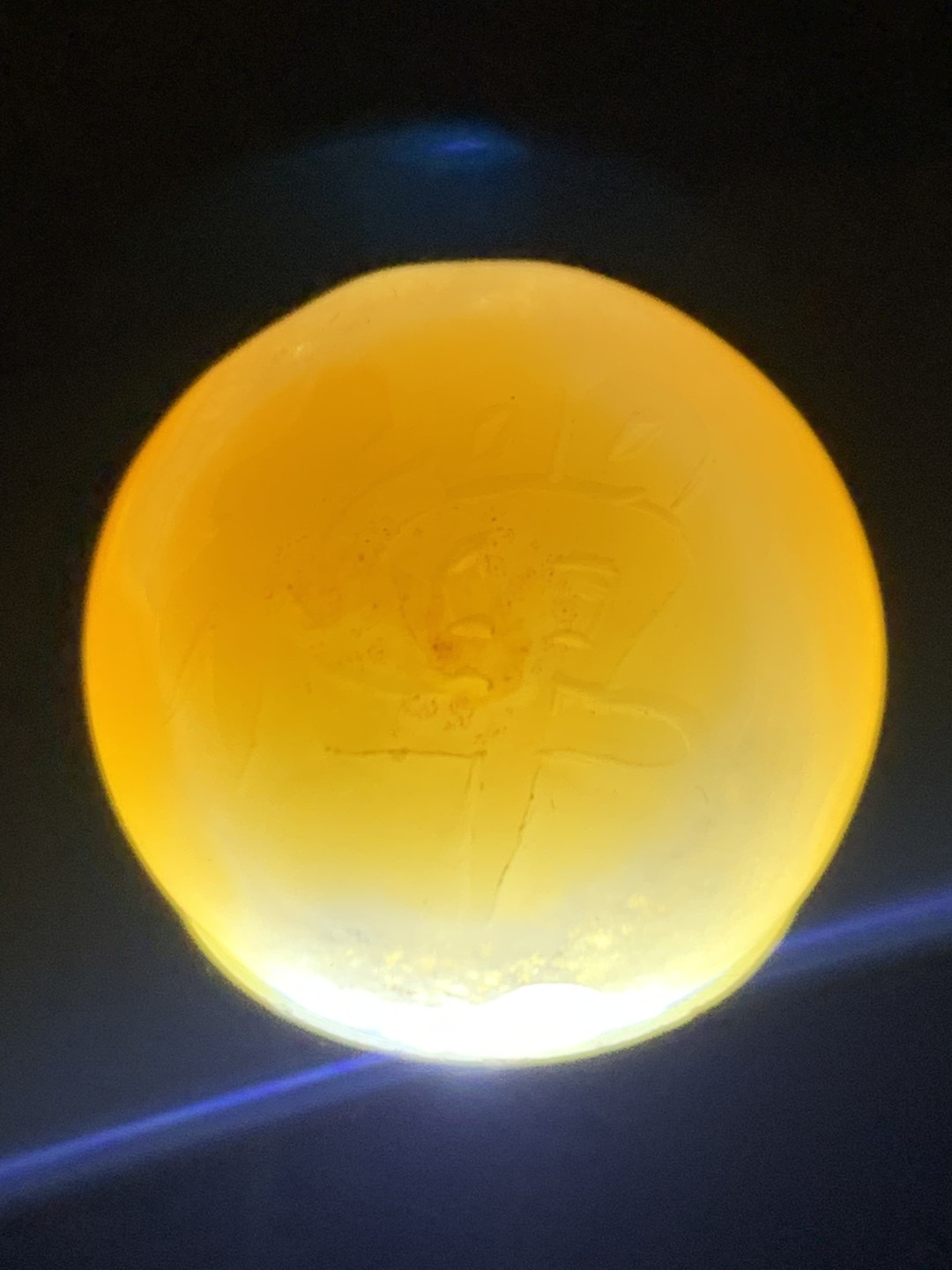 精美冰飘战国红玛瑙手工雕刻禅字珠一颗！