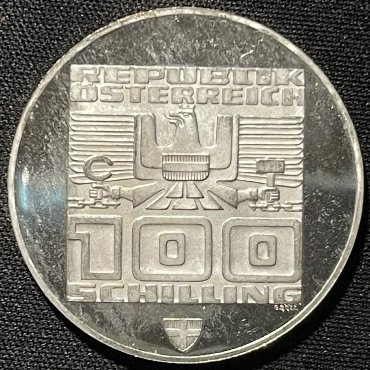 紫瑗钱币——第264期拍卖 奥地利 1976年 因斯布鲁克冬奥运 主会场 100先令 24克 0.64银 精制