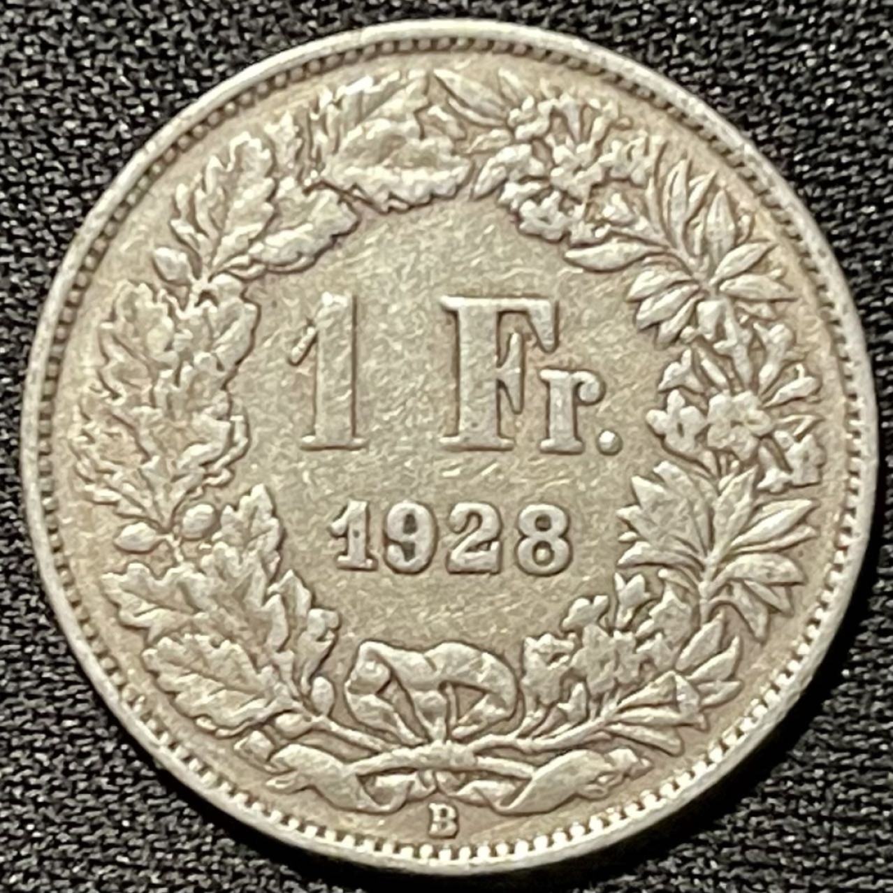 紫瑗钱币——第264期拍卖 瑞士 1928年 赫尔维蒂亚 1法郎 5克 0.835银