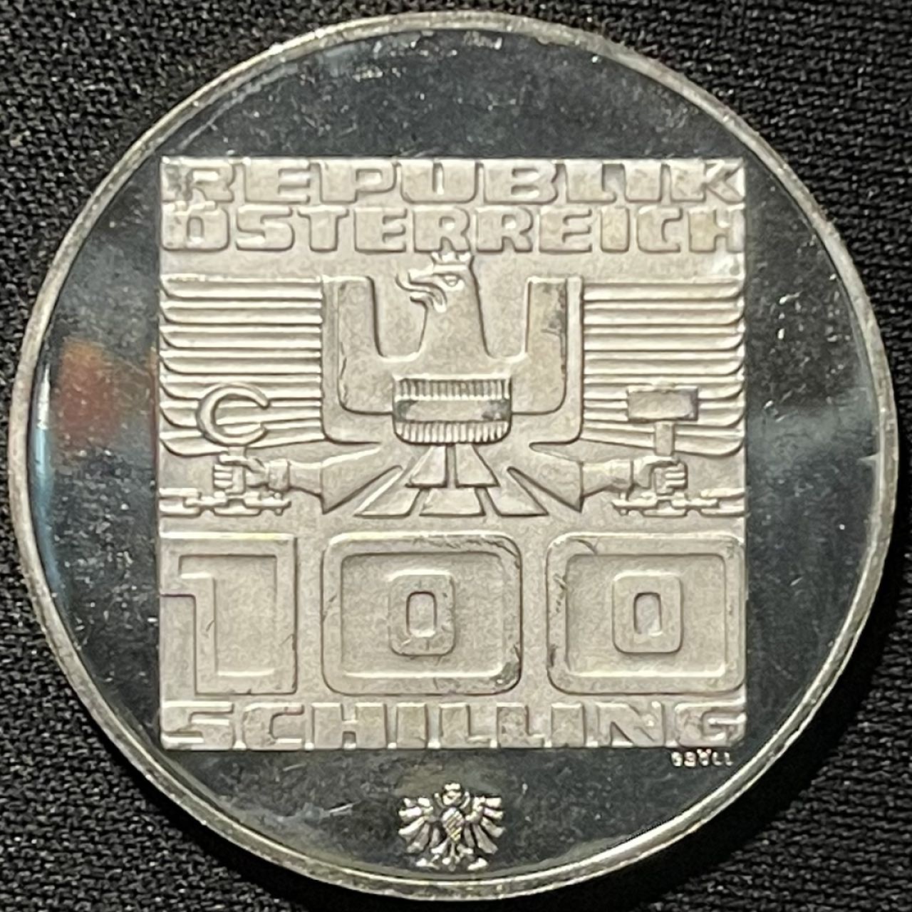 紫瑗钱币——第264期拍卖 奥地利 1976年 因斯布鲁克冬奥运 会标 100先令 24克 0.64银 精制