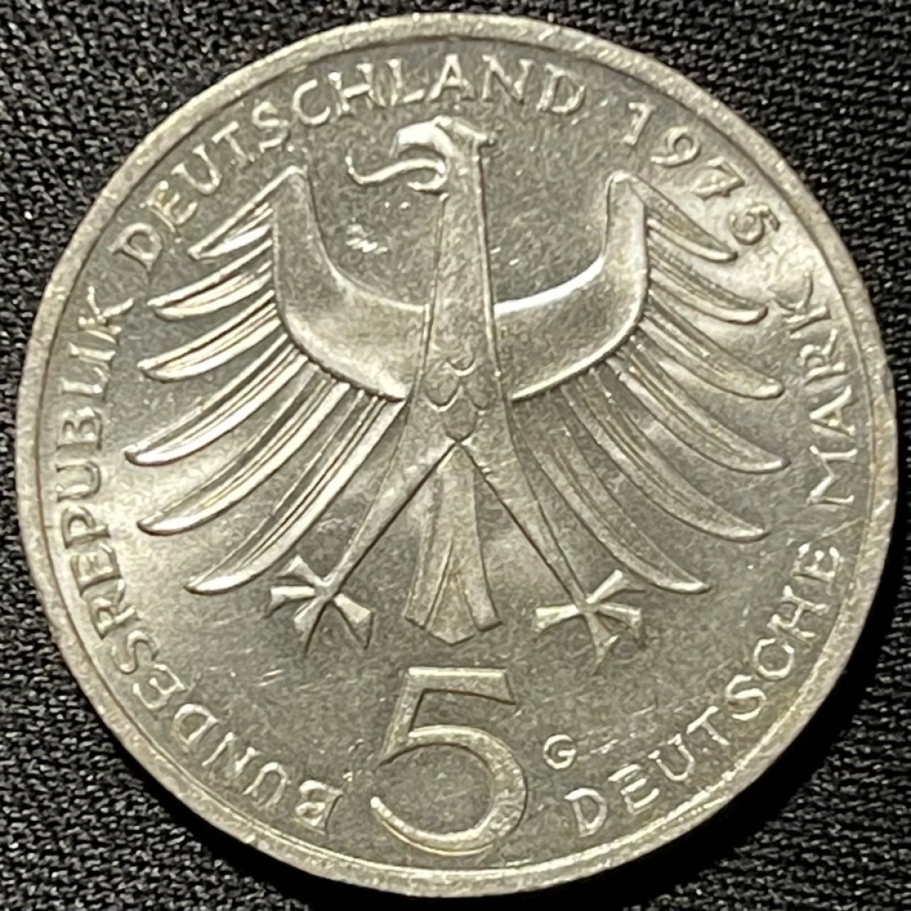 紫瑗钱币——第264期拍卖 联邦德国 1975年 G厂 阿尔伯特·施韦策诞辰100周年 5马克 11.2克 0.625银 UNC
