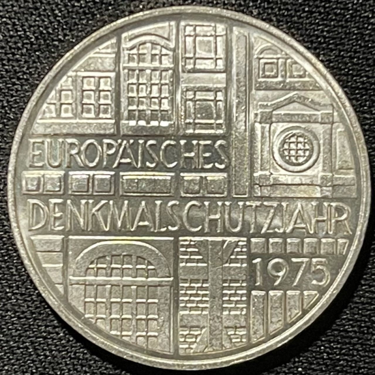 紫瑗钱币——第264期拍卖 联邦德国 1975年 F厂 欧洲古迹保护年 5马克 11.2克 0.625银 UNC