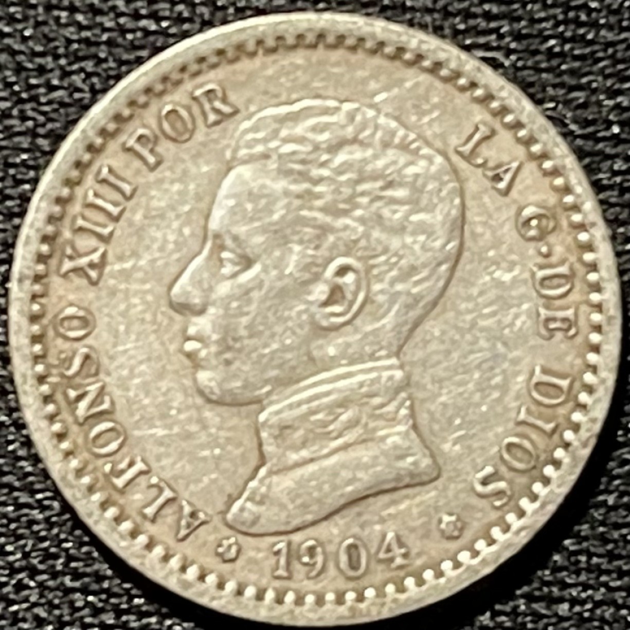 紫瑗钱币——第264期拍卖 西班牙 1904年 阿方索十三世 少年头 50分 2.5克 0.835银