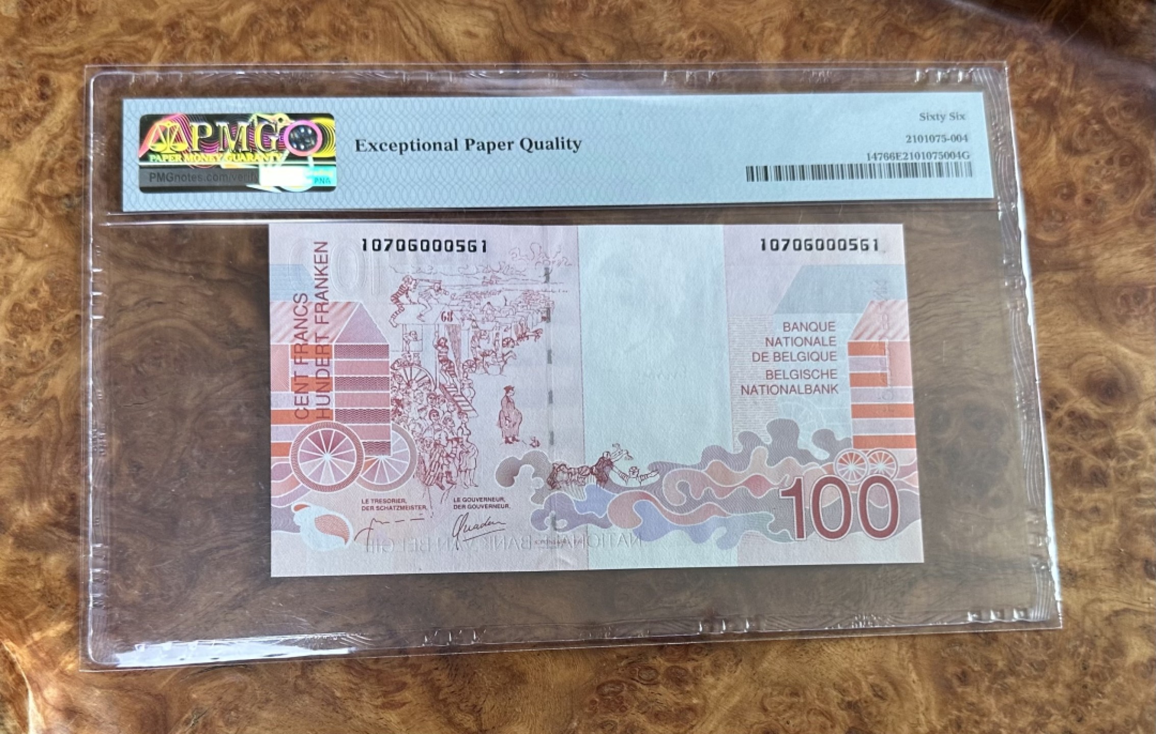 Chase Auction 第16期 - - 外钞、民国钞和一版人民币混合场！ 1995年比利时100法郎，PMG66分！