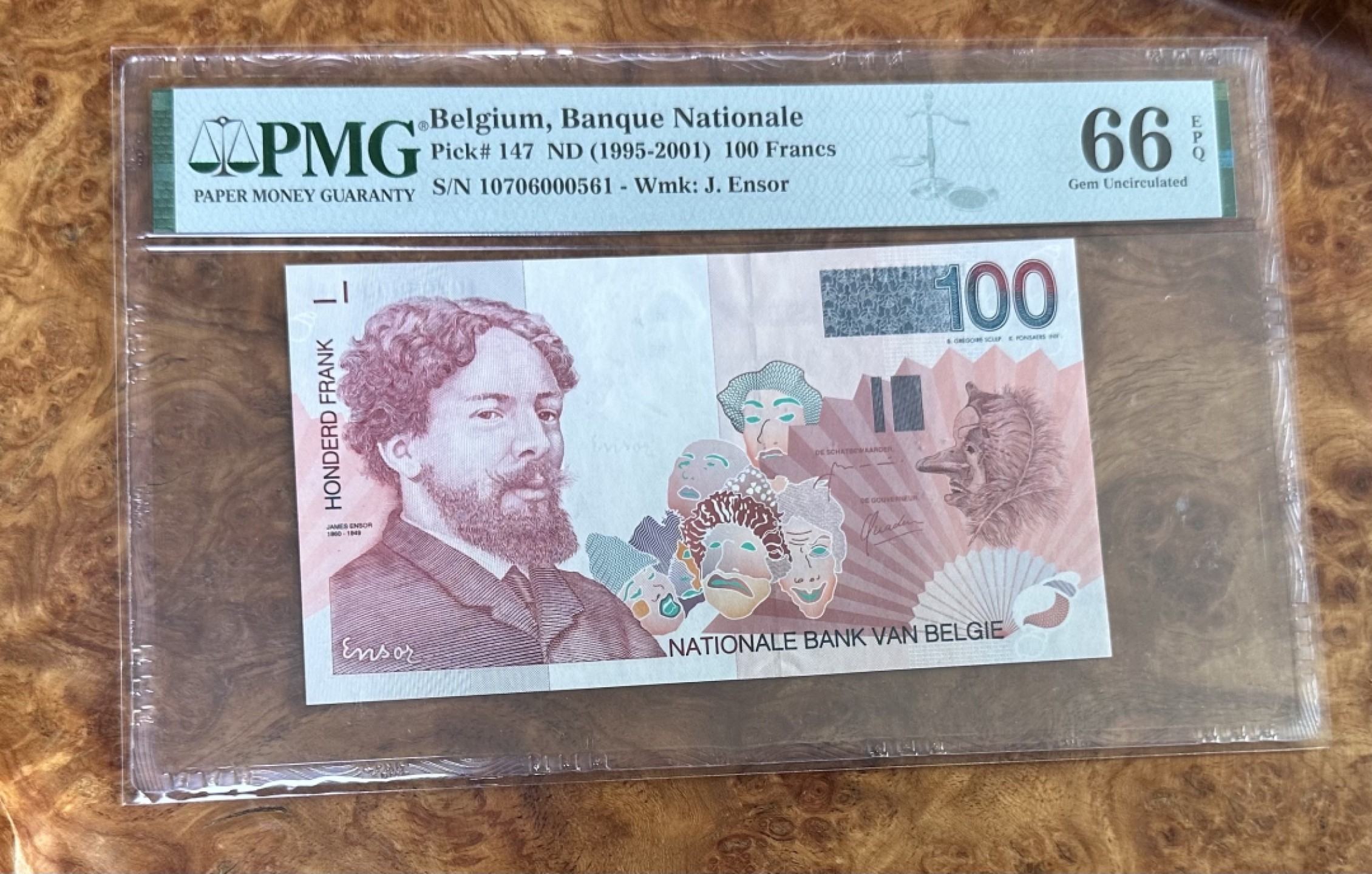 Chase Auction 第16期 - - 外钞、民国钞和一版人民币混合场！ 1995年比利时100法郎，PMG66分！