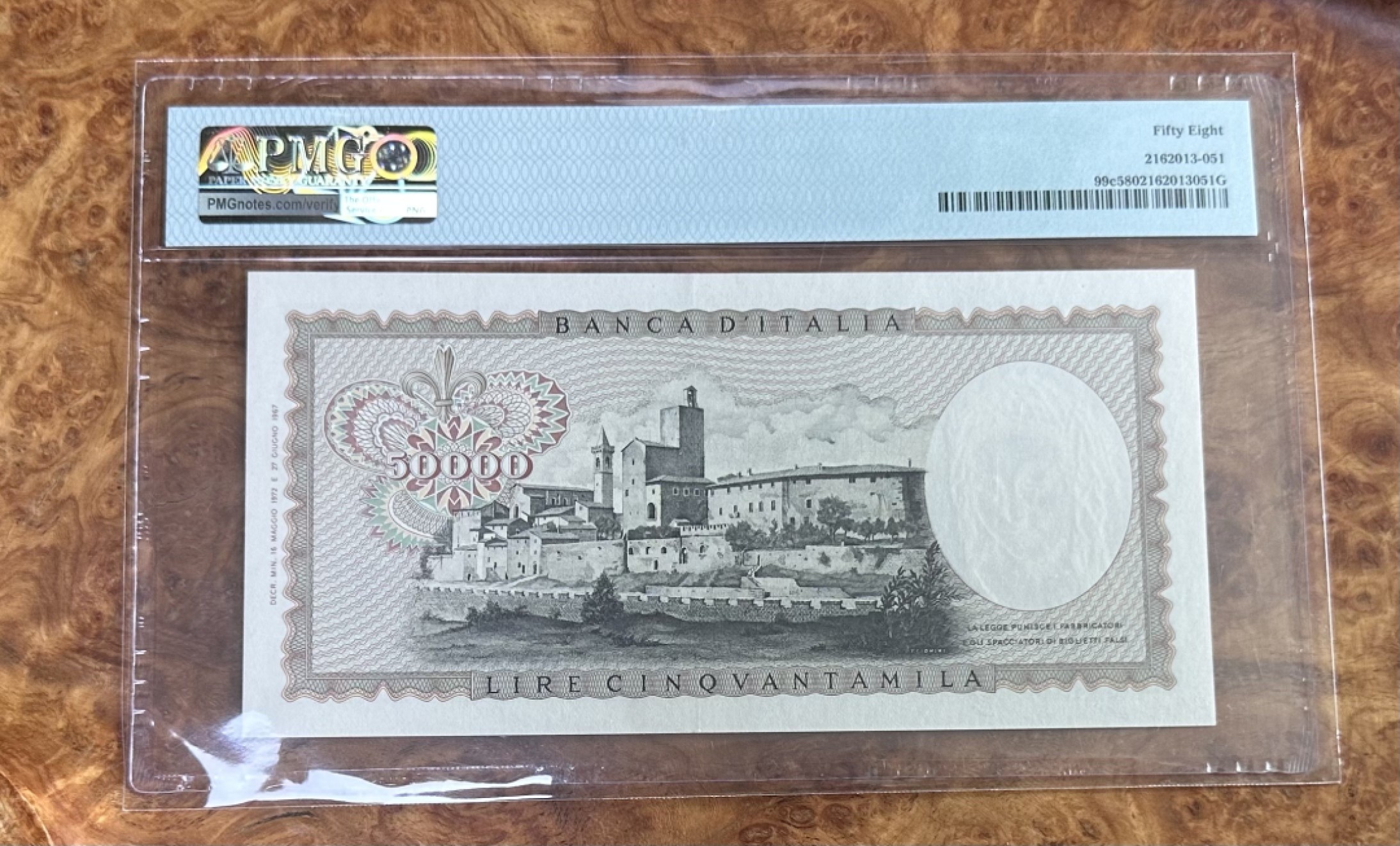 Chase Auction 第16期 - - 外钞、民国钞和一版人民币混合场！ 1972年意大利50000里拉，PMG58分！