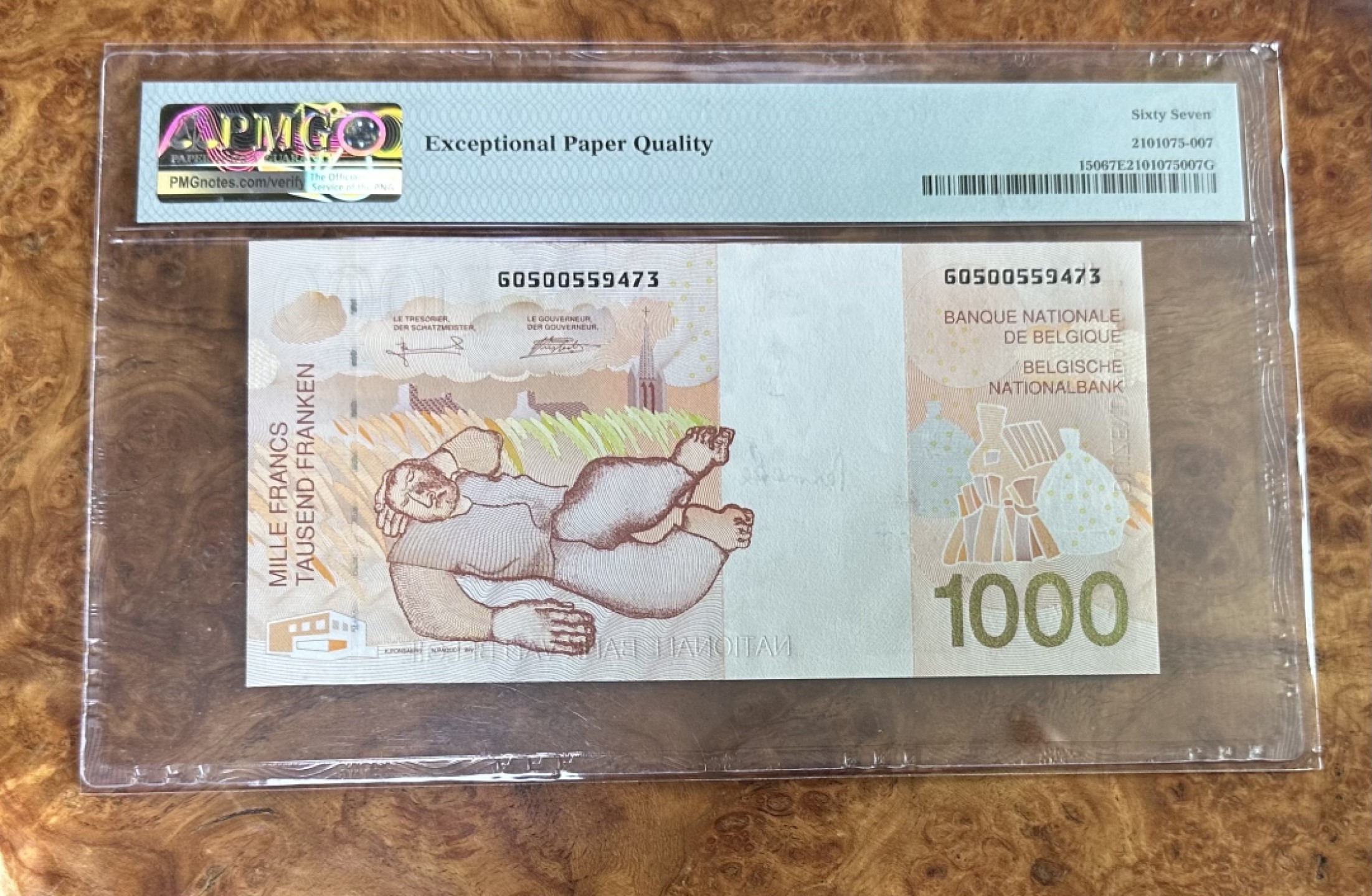 Chase Auction 第16期 - - 外钞、民国钞和一版人民币混合场！ 1997年比利时1000法郎，PMG67分！