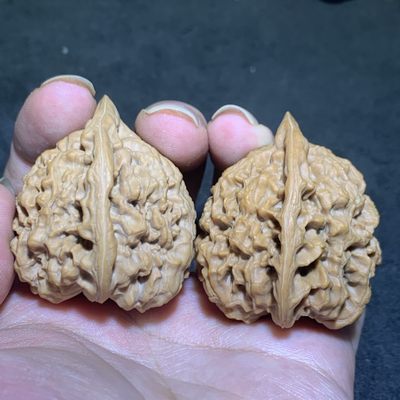 仅此一对，精美麒麟纹王勇官帽文玩麻核桃一对 - 仅此一对，精美麒麟纹王勇官帽文玩麻核桃一对