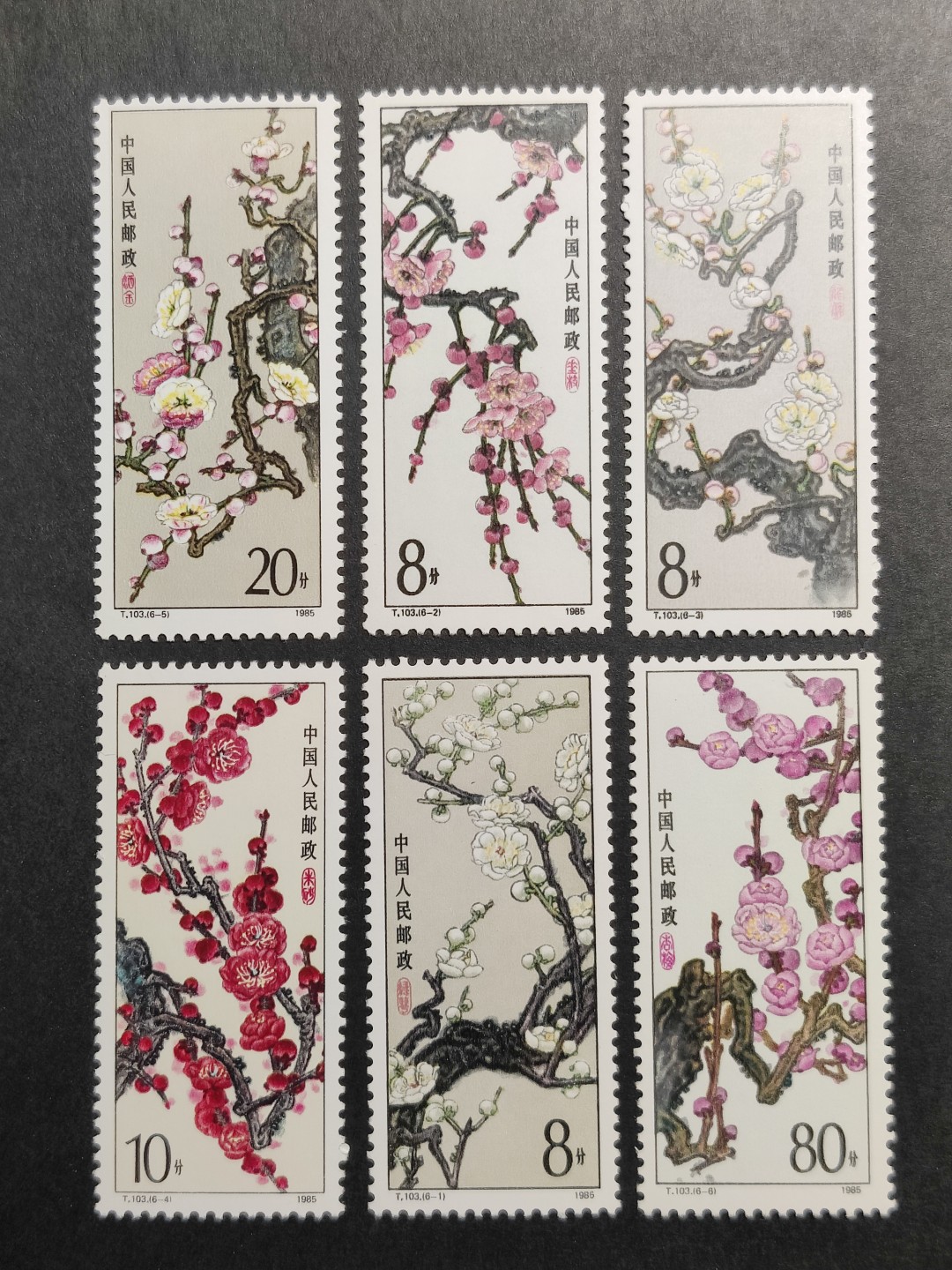 洪涛臻品批发群  精选邮票限时拍卖第一百六十七期 T103 梅花 新全套 原胶全品