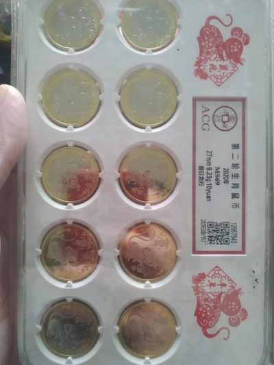 [聚藏阁]自动结拍 - 鼠年纪念币十枚爱藏评级69