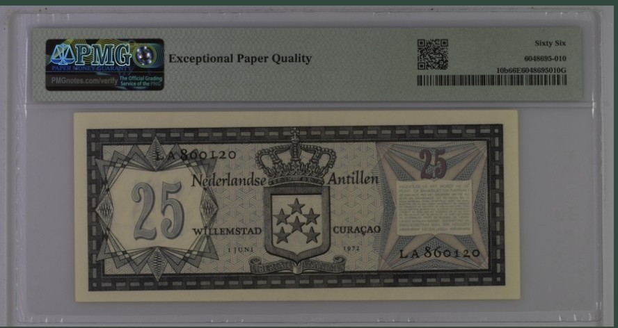收藏联盟Quantum Auction 第231期拍卖 已更新 荷属安的列斯群岛1972年25盾 PMG66 非常稀少 博耐尔岛的火烈鸟