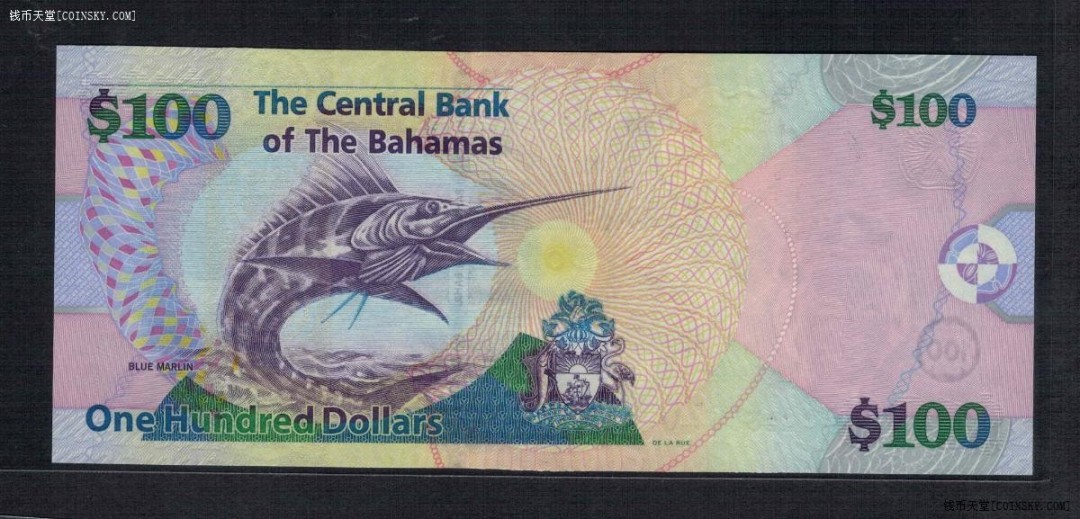 巴哈马2009年100元 无4 美洲币 实物图 UNC