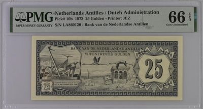 收藏联盟Quantum Auction 第231期拍卖 已更新 - 荷属安的列斯群岛1972年25盾 PMG66 非常稀少 博耐尔岛的火烈鸟