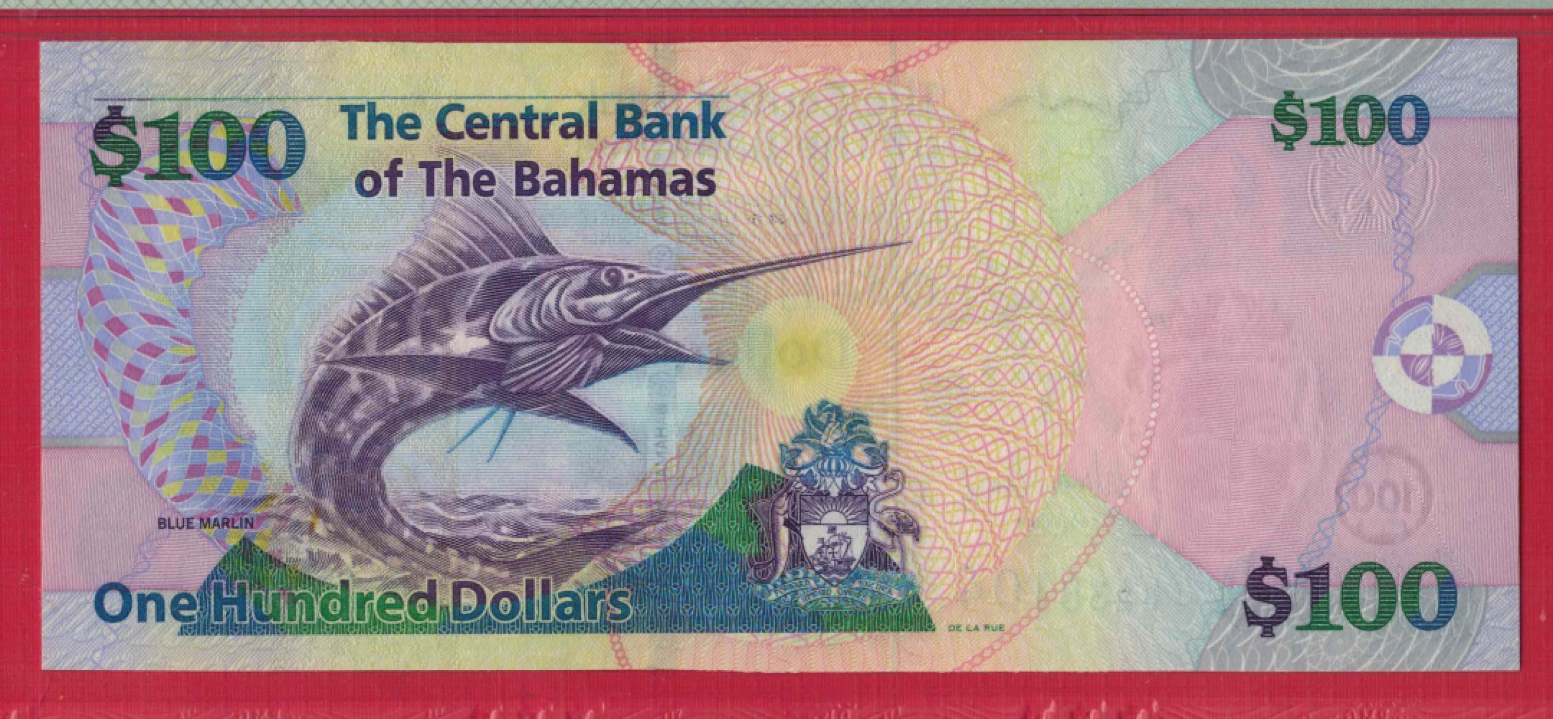 巴哈马2009年100元 P-76 美洲币 实物图 UNC