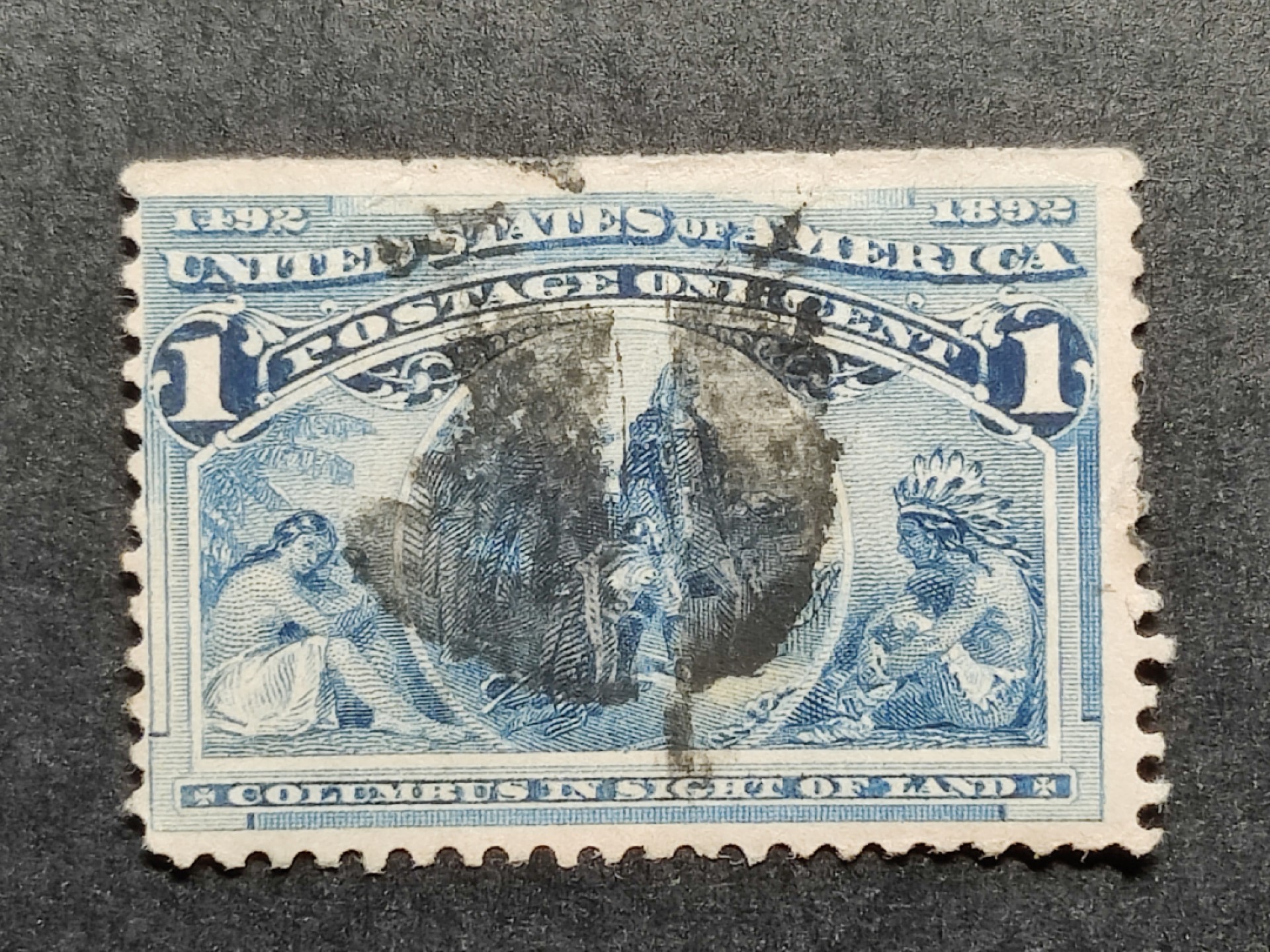 洪涛臻品批发群  精选邮票限时拍卖第二百七十七期 美国1893年 哥伦布发现美洲大陆400周年 1分看到陆地 古典旧票品相如图【世界第一套纪念邮票,贵票!】 