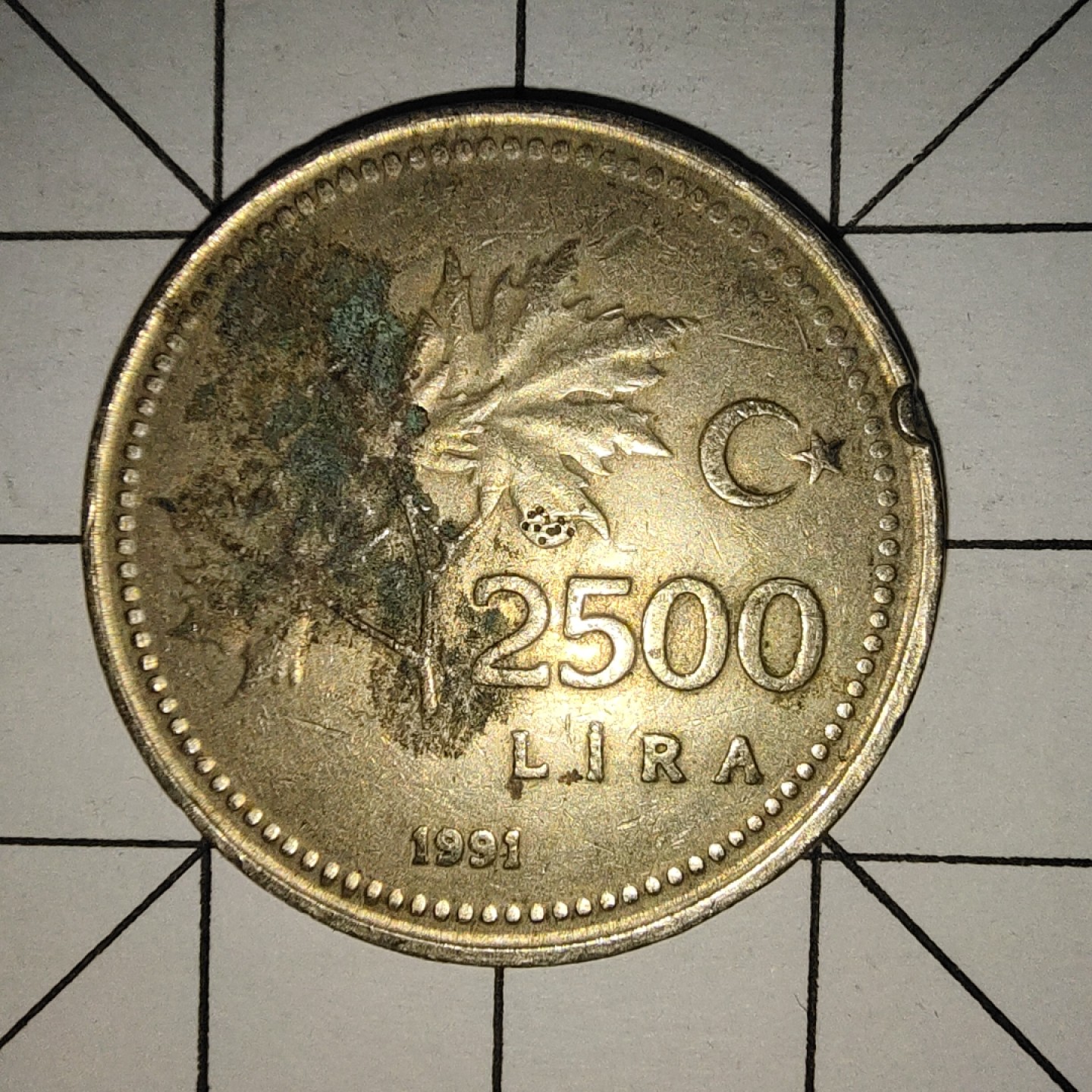 收藏之家世界硬币新年场(捡漏，无押金，无佣金，全场满20包邮，偏远地区除外) 土耳其2500里拉1991年