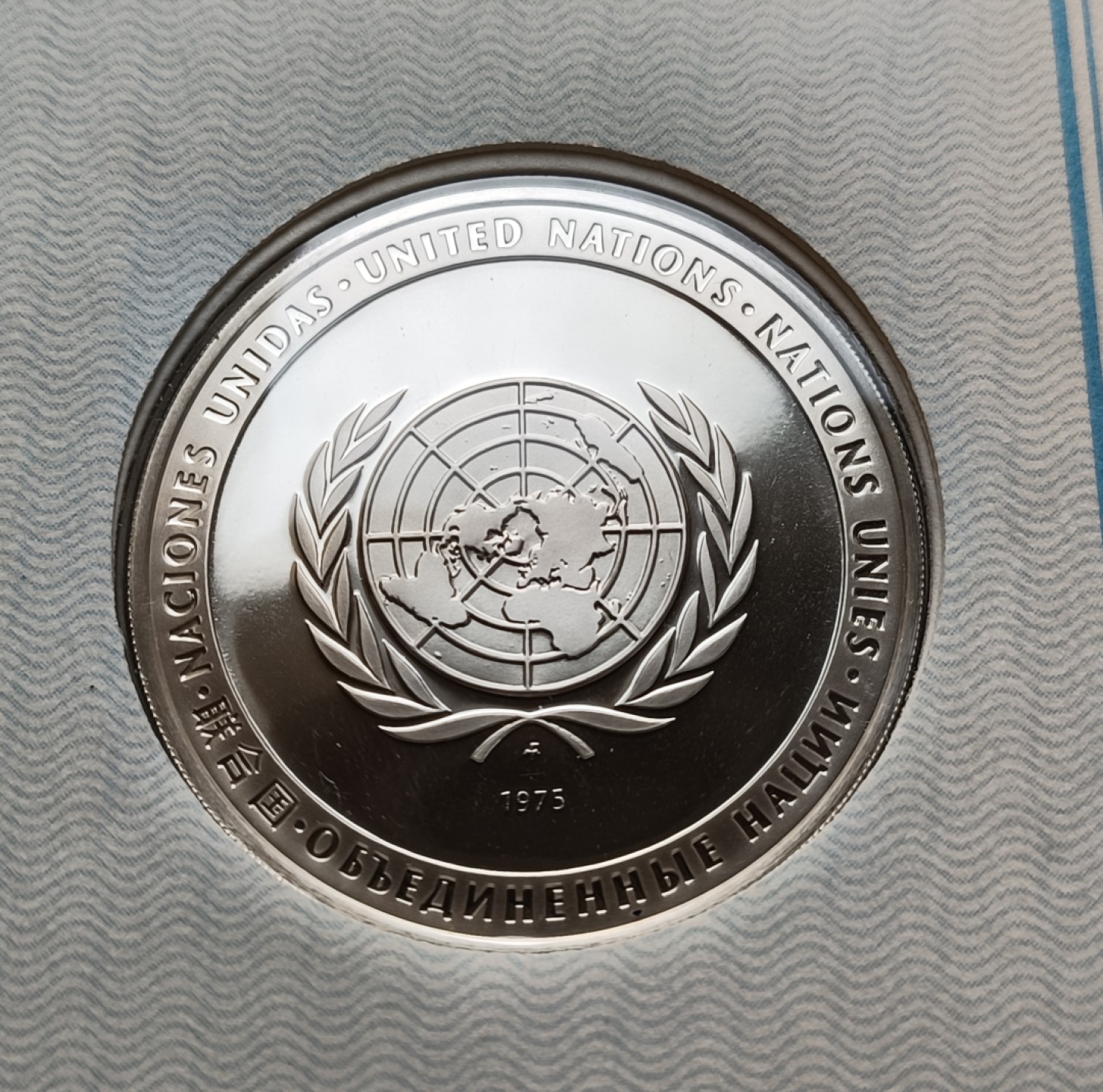 瓶子🏺第78期拍卖会 联合国1975年发行花卉银质章原封（1盎司）