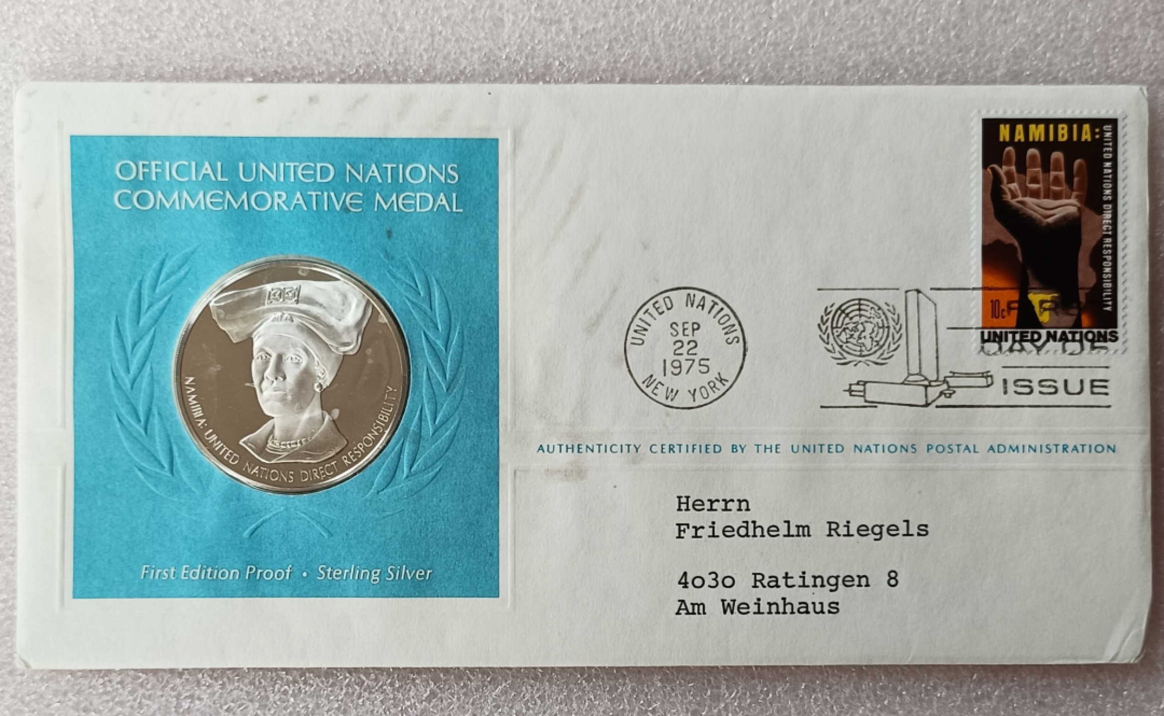 瓶子🏺第78期拍卖会 联合国1975年发行妇女银质章原封（1盎司）