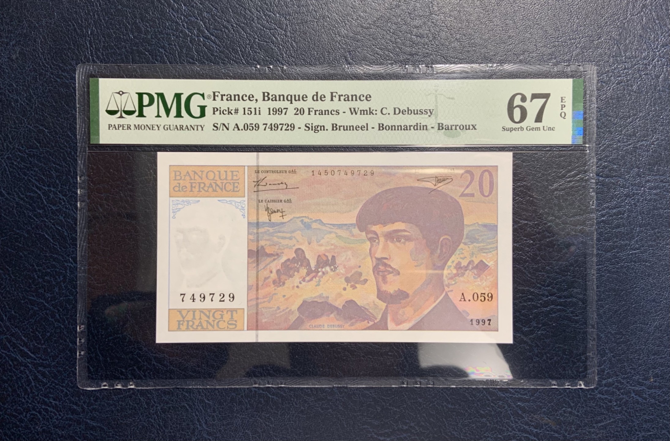 收藏联盟Quantum Auction 第231期拍卖 已更新 法国1997年20法郎 PMG67