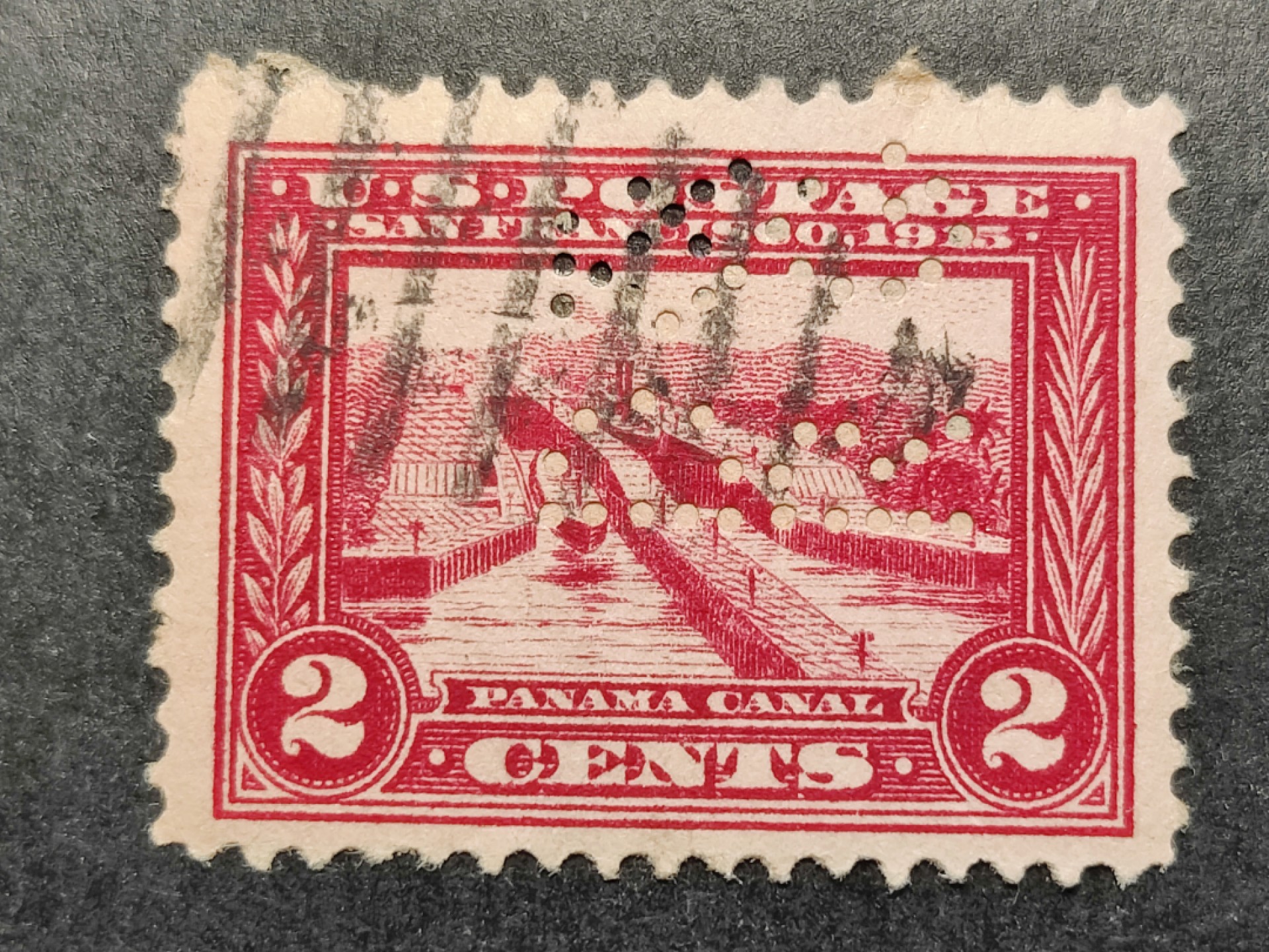 洪涛臻品批发群  精选邮票限时拍卖第一百九十一期 美国1913年 太平洋博览会 巴拿马运河-运河船闸 防盗针孔票 信销好品如图