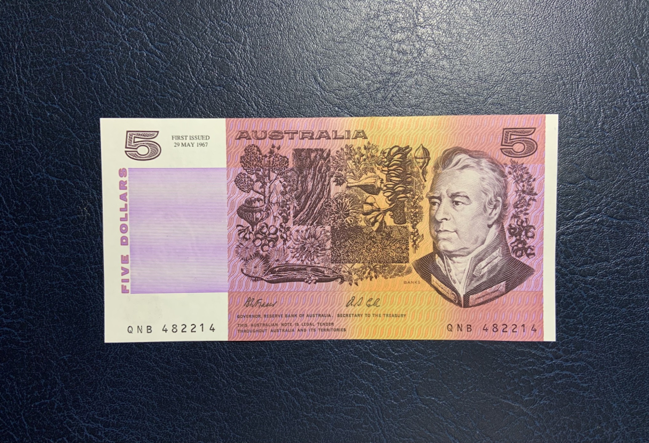 收藏联盟Quantum Auction 第231期拍卖 已更新 澳大利亚1967年5元 品相UNC 上边缘微瑕 加盖首发字样