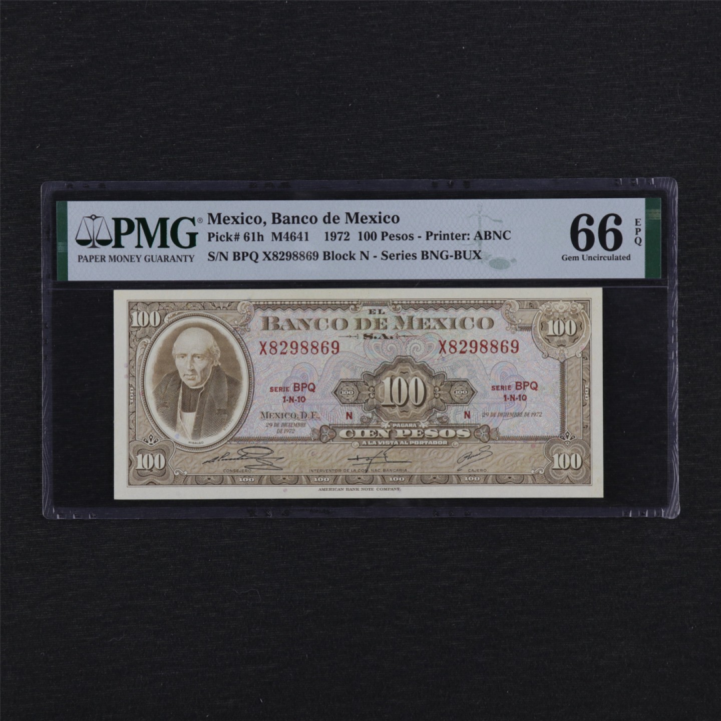 【亘邦集藏】149期拍卖 1972年 墨西哥100比索 PMG 66EPQ 8298869