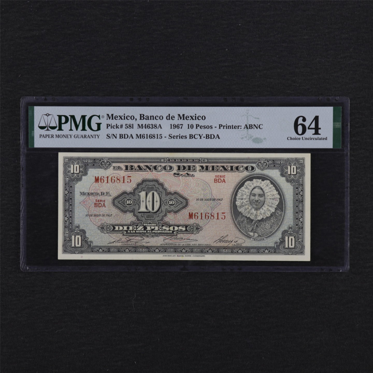 【亘邦集藏】149期拍卖 1967年 墨西哥10比索 PMG 64 M616815